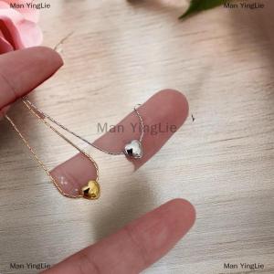 [COD] Man YingLie 2 Pieces Set Fashion Mini Cute Heart-shaped Pendant Necklace Earrings For Sweet Girl Non-Fading Titanium Steel Choker Ear Studs