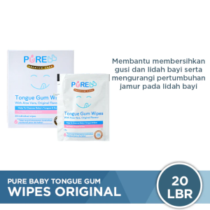 PURE BB Tongue Gum Wipes Isi 20 Lembar Tisu Basah Pembersih Gusi & Lidah Tanpa Alkohol & Pemanis