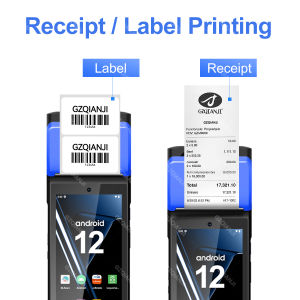 Android 12 POS Terminal Device with 58mm Thermal Receipt Bill Printer Label Maker Barcode Sticker Printing or 1d 2D Scanner NFC All-in-one Loyverse free App for Retail Store