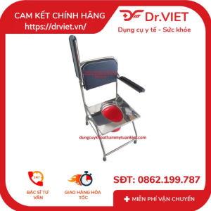 Ghế vệ sinh mặt inox không bánh xe - Đức Cường hỗ trợ chăm sóc người già người khuyết tật dễ dàng