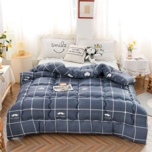 Dansunreve Thick Winter Quilt Soft Warm Christmas Reindeer/Plaid Printed Comforter Washable Blanket Quilt Single/Queen/King