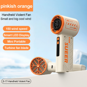 S17 Turbo Mini Fan พัดลมพกพา ปรับความเร็วลมได้ 150 ระดับ พัดลมเทอร์โบ จอ LED ลมแรงมาก แบตอึด ส่งไว