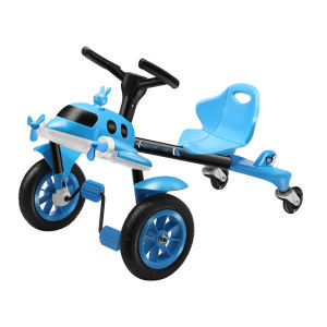 Kids Aircraft Drift Ride On Car 4 Wheel Anti-Rollover Pedal Toy Adjustable Front-Back Seat LED Light Music Rotatable Propeller Silent Flash PU Rear Wheels Rubber Wear-Resistant Tire For Toddlers 2.5+ Years Old Max Load 25KG