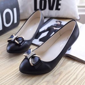 Free Shipping 2026 Spring Plus Size WomenS High Heels New Pointed Toe Rhinestone Bow Low Cut Single Shoes Fashion Work Shoes In Stock