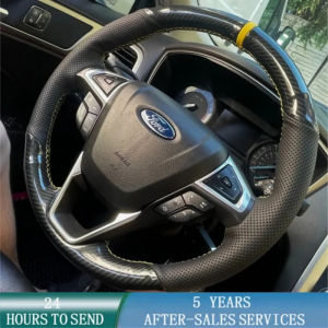 ZZSA Customized Car Steering Wheel Braid Cover Hand Sewing Carbon Fibre Leather For Ford Mondeo Fusion 2013-2019 EDGE 2015-2019 8K3Q7