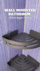 Bathroom Corner Shelf Upgrade - Wall Mounted Triangle Storage Rack Cabinets - With Punch-free Hooks