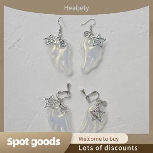 Heabety Fashion Y2k Angel Wings Earrings For Women Resin Ear Clips Ear Hooks Fashion Party Jewelry Gift
