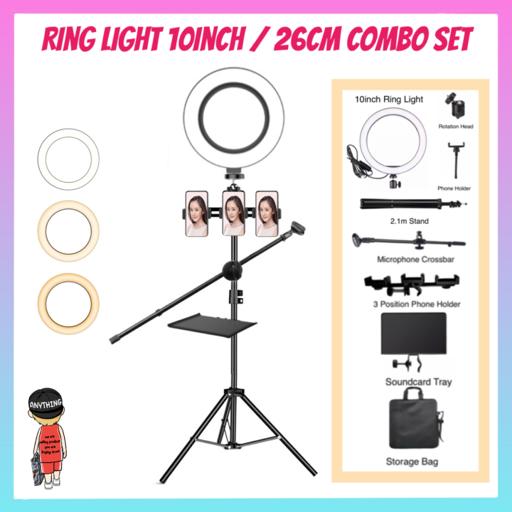 LED Ring Light 36CM/14Inch 26CM/10Inch Combo Set Microphone