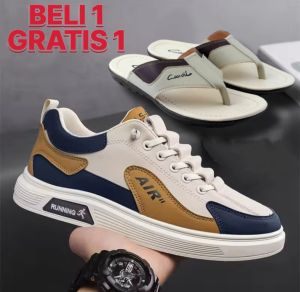 SEPATU SNEAKERS PRIA WANITA KASUAL FASHION SPORT RUNNING BUY 1 GET 1 SANDAL KULIT