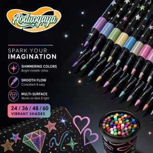 Aoduoyaya 24/36/48/60 colors Glitter Marker Pen Set Water-Based Acrylic Glitter Pens Student Art Scrapbooking & Stationery