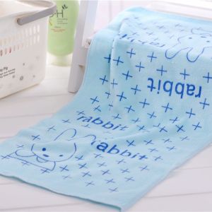 ผ้าขนเป็ด ผ้าเช็ดหน้า ผ้าเช็ดผม เนื้อผ้าดี ขนาด 35x75 ซม ดูดซับผมแห้ง ผ้าลายกระต่าย พร้อมส่ง