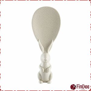 FinDee ทัพพีตักข้าว ทัพพีตักข้าวรูปกระต่ายน่ารัก ตั้งได้ ข้าวไม่ติดทัพพี ล้างง่าย Wheat straw rice spoon สปอตสินค้า