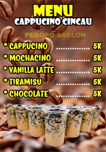 Cetak daftar menu minuman A4