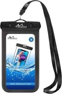 MoKo Waterproof Phone Pouch Holder Cellphone Case Dry Bag with Lanyard Armband Compatible with iPhone 14 13 12 11 Pro Max Samsung S21/S20/S10 Waterproof Phone Case