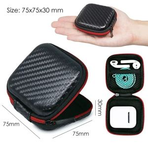With Keychain Portable Transparent Data Cable Storage Bag For Charger USB Cord Earphone Travel Dustproof Round Clear Storage Pouch Organizers