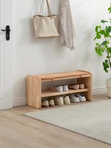 Shoe Rack With Bench Shoe Rack Changing Shoes Rack Cabinet Shoe Cabinet With Seat Shoe Bench Rack Solid Wood Footstool Shoe Rack Door Simple Home Bench 鞋凳 鞋架