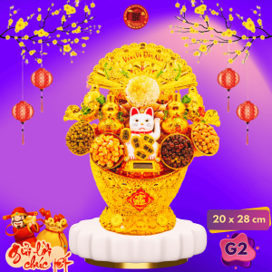 Tháp tỏi chưng ông Địa mèo phong thủy năng lượng mặt trời có đèn led - TỎI CÁT TƯỜNG