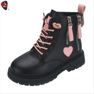 Katerina Fashion Korean Heart Two Zipper Ankle Boots Shoes Kids For Girl #8001