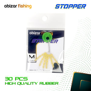 Stopper Pancing Karet Abizar Fishing | 30 pcs | Ukuran S M L | Varian Sosis & Bulat - High Quality Rubber
