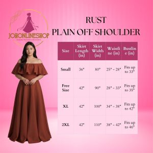 Rust Plain Off Shoulder Dress