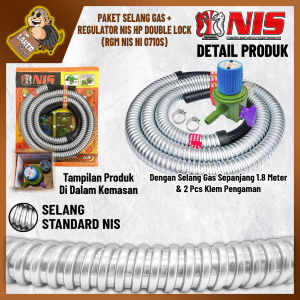 Nis Selang Paket Regulator Gas 2 Pengunci (NI 0710D) - Tekanan Tinggi