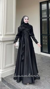 ชุดอิสลามสวยๆใส่ออกงาน ชุดเดรสมุสลิม รุ่นกุหลาบทรงบาน ชุดใส่รายอ ชุดใส่นิกะห์ ชุดเจ้าสาวอิสลาม