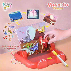 [KST] Papan Creative Puzzle Magnetic Red Dino | Mainan Edukasi Puzzle Papan Gambar Anak Seru