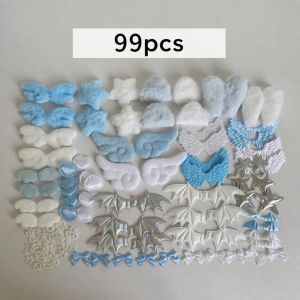 RJQFNG 99pcs/set Lace Ribbon Ita Bag Decoration Set DIY Plush Card Cover Decoration Kit Kawaii Handmade Wing Bow Heart Accessories Set Ita Bag Decoration