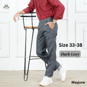 MAYJUNE Celana Panjang Pria Formal Kerja Slimfit Abu Tua Size 27 - 38