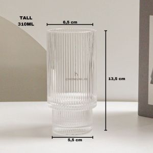 Soga Strip Aesthetic Korean Glass Cup Drink Water/Gelas Kaca Tebal Kopi Susu Teh Cafe Restoran Minimalis