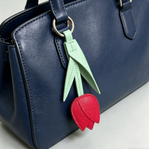 NALANILI Portable Tulip Keychain Multi-color Lanyard Floral Keyring Fashion PU Leather Bag Pendant Gifts