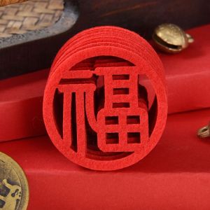 UMBRAULI Non-sticky Fortune Decorations Mini Size Nonwovens Chinese New Year Stickers Chinese Red Window Decorations New Home Housewarming