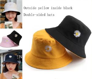 Dawaar Women Bucket Fishing Hats Daisy Smile Cap Double-sided Wear Spring lady Fisherman Hat Gift Topi Wanita 3W4