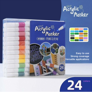 HMHL-24/36/48pcs Acrylic marker Pen Coloring Set Painting Color Pen Set Colored Highlighter DIY School Art Supplies