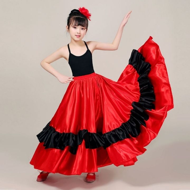 Child's Spanish Bull Dance Skirt Belly Dance Skirt Big Swing Flamenco ...