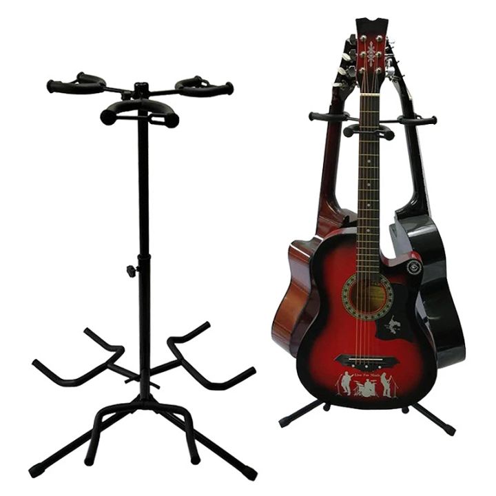Triple Guitar Stand Electric Acoustic and Base Holder Traditional
