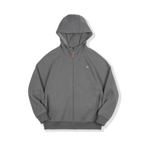 《1115》แบรนด์ MADEN สไตล์ชุดทำงาน 2025 สไตล์นักเรียนใหม่ สไตล์อเมริกันแฟชั่น เสื้อกันหนาวมีฮู้ดสีเทาเกล็ดหิมะ ซิปหนัก เสื้อคลุมกีฬา