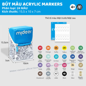 Bút Lông Màu Mực Acrylic An Toàn Vẽ Được Trên Nhiều Vật Liệu Mideer Acrylic Marker Ultra-soft Nib - Mideer