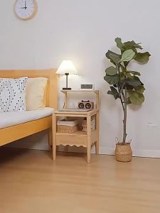 Bedside Table Storage Rack Pure Solid Wood Simple Modern Log Creative Bedroom Bedside Cabinet Storage Cabinet