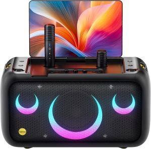 Ikarao Break X1 Karaoke Machine with 13.3" Lyrics Display Screen 460W Bluetooth Speaker All-in-One Karaoke System with 2 Wireless Self-Charging Microphones HDMI TV Support Party & Home Entertainment