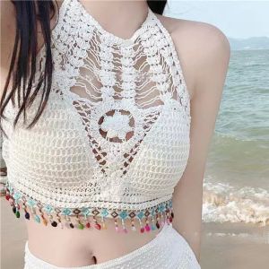 1 cái Phong Cách Bohemia đi biển xe tăng cho phụ nữ chạm khoét DệT Kim Thêu hoa áo ba lỗ