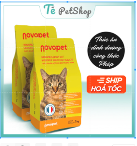 [Túi 1kg] Hạt Novopet thức ăn dinh dưỡng hỗn hợp cao cấp dành cho mèo trưởng thành từ Pháp