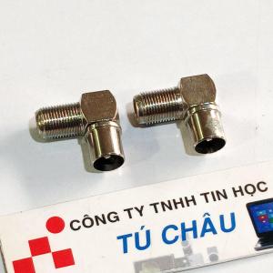 Đầu cắm Tivi Camera...gốc Vuông 90 độ - Chuẩn cắm Anten - RF In chất liệu INOX: Túi 2 đầu / Túi 5 đầu