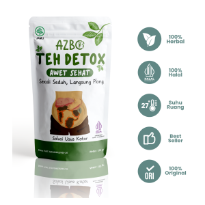 Herbal Enthusiast AZBO Teh Detox Organic Herbal Tea (Jamu Alami) BPOM Pembersih Pencernaan Kotor Atasi Sembelit Anti Begah dan Pelancar BAB Diet Menurunkan Berat Badan 100% Ori dan Halal