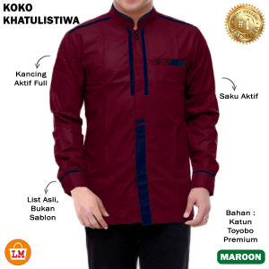 LPM 30356 Baju Pria Muslim KOKO KHATULISTIWA List Lengan Panjang Big Size Oversize M L XL XXL