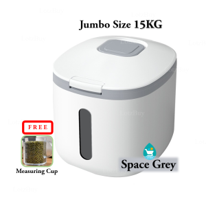 【Ready Stock】Oasis Home 15KG Rice Storage Container Rice Box 15L Kitchen Rice Bucket/Dispenser/Barrel With Cup Insect-Proof/Moisture-Proof Silicon Ring Sealed Bekas Beras Storage Tempat Simpan Beras 米桶 Lotzbuy