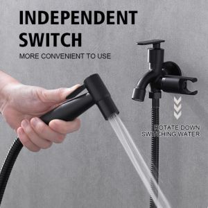 YANGS High Pressure Bathroom Showerhead Set 1 in 2 Out Two Way G1/2 Interface Handheld Shower Hand Modern Design One-Key Stop Shower Set Home