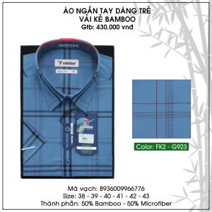 Áo Sơ Mi Ngắn Tay Bamboo Dáng Slimfit 430 Vạt Bầu Vĩnh Tiến Phom Ôm nhẹ N2