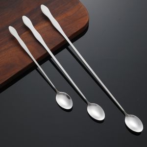 26/32cm Stirring Spoon Stainless Steel Long Handle Mixing Spoon Kitchen Bar Tea Coffee Round Head Spoons