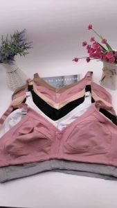 บรา MOM 36F-46F ฟูลคัพ C/D/DD/E/F บราผ้าฝ้ายสำหรับผู้หญิง บราดันทรงไม่มีห่วงเหล็ก บาง ระบายอากาศได้ ขนาดใหญ่ 80-115 C01